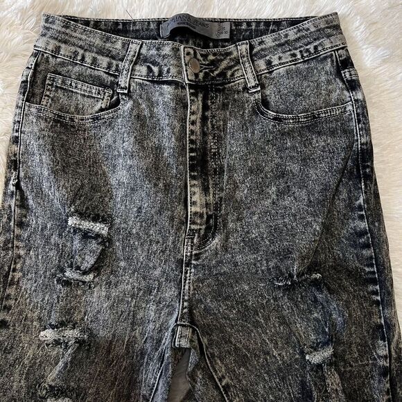 ADRIANA JEANS By LAMASINI Women's Jeans Ripped 5 Pockets Stretch Size 11 - Picture 10 of 13